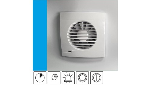 Wentylator domowy Vulkan RK100HT+ czujnik wilgoci, timer, klapka zwrotna, łożysko kulkowe, kontrolka LED, fi 100 mm, kolor biały