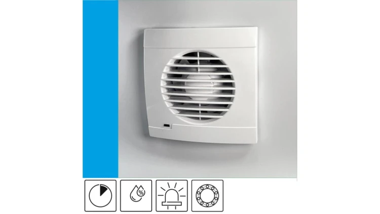 Wentylator domowy Aero RK100HT czujnik wilgoci i z opóźnieniem czasowym, kontrolka LED, łożysko kulkowe, fi 100 mm, kolor biały