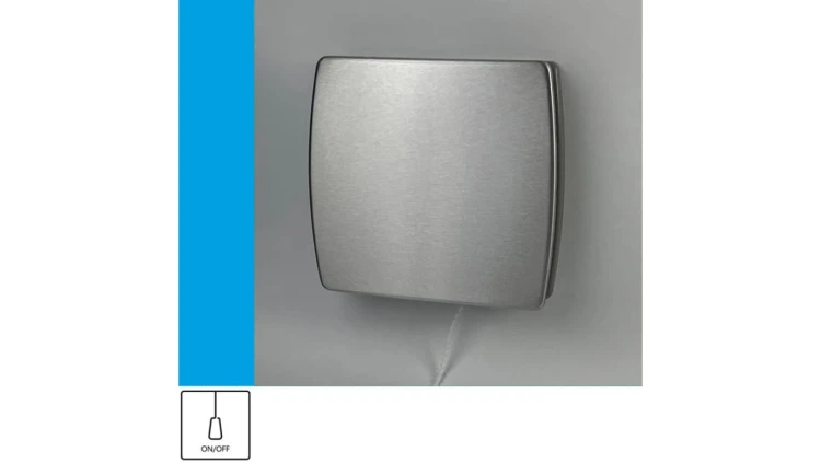Wentylator domowy Eol F10P INOX przełącznik pociągany, fi 100 mm, front stalowy