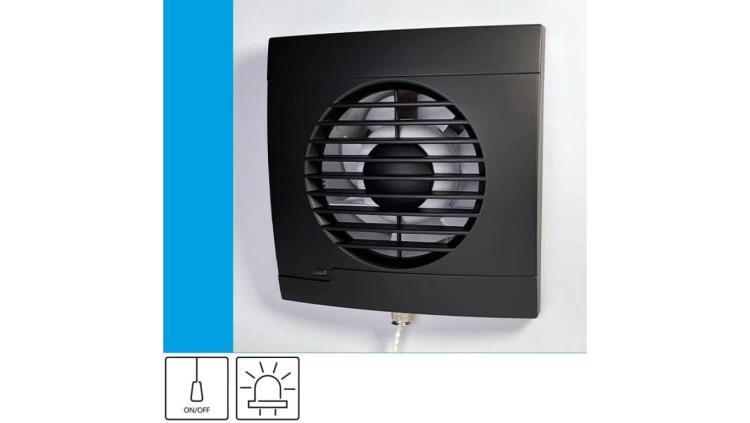 Wentylator domowy Aero RS100P Onyx przełącznik pociągany, kontrolka LED, fi 100 mm, kolor czarny
