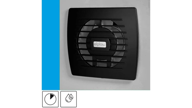 Wentylator domowy Eol 100HT Onyx czujnik wilgotności z opóźnieniem czasowym, fi 100 mm, kolor czarny
