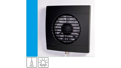 Wentylator domowy Vulkan RS100P Onyx przełącznik pociągany, kontrolka LED, fi 100 mm, kolor czarny