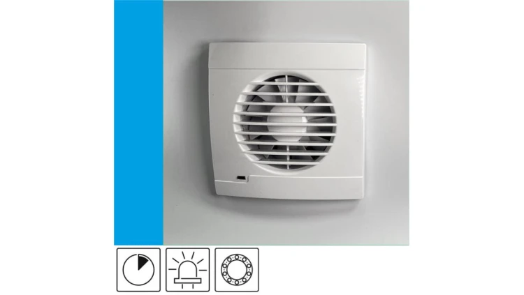Wentylator domowy Vulkan RK100T łożysko kulkowe, wyłącznik czasowy, kontrolka LED, fi 100 mm, kolor biały