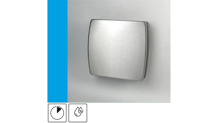 Wentylator domowy Eol F10HTINOX czujnik wilgotności z opóźnieniem czasowym, fi 100 mm, front stalowy