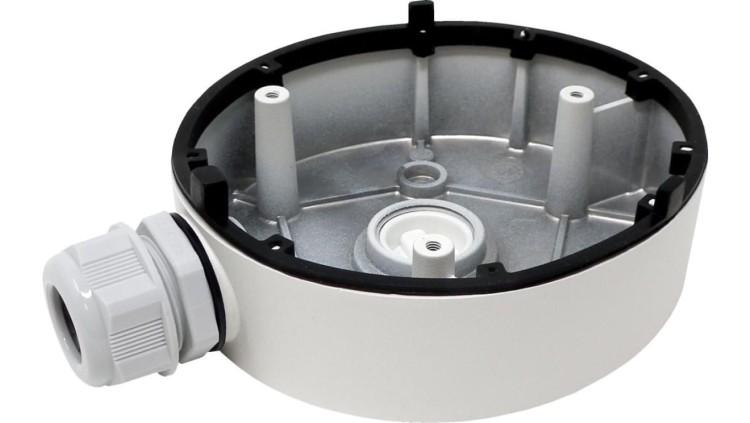 Puszka przyłączeniowa ze stopu aluminium. Wymiary: 110 mm × 144.3 mm × 48 mm. Waga: ok. 187 g.