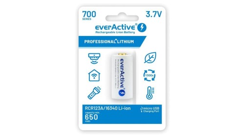 Akumulator Li-Ion 16340 3,7V 700mAh micro USB z zabezpieczeniem