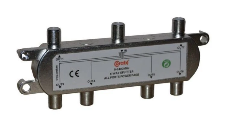 ROZGAŁĘŹNIK-SPLITER 5-2400 Mhz CORAB 6 DROŻNY Z PRZEJŚCIEM NAPIĘCIA