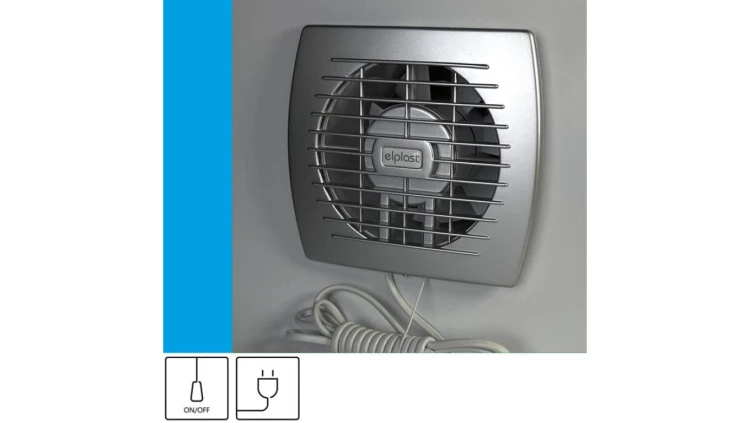 Wentylator domowy Eol 120SF przewód z wtyczką, fi 120 mm, kolor srebrny