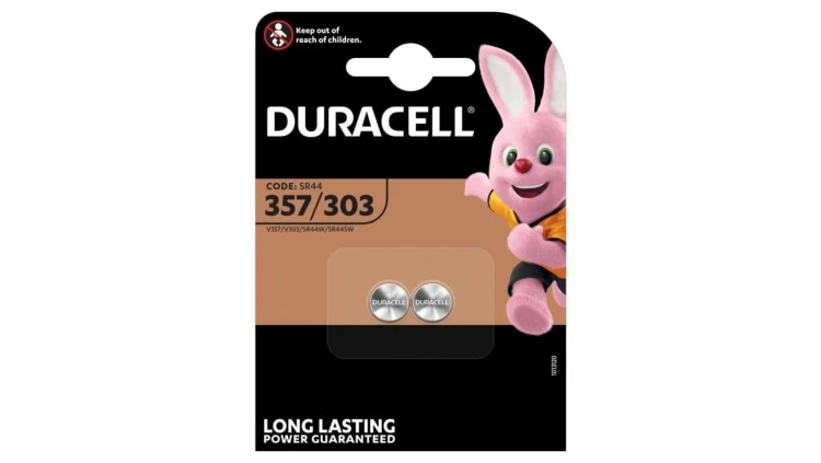 2 x bateria srebrowa mini Duracell 357 / 303 / SR44W / SR44SW / SR44