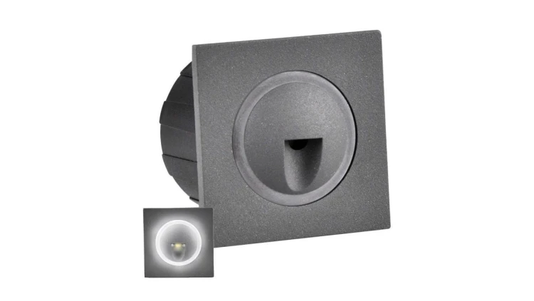 Lampa oprawa schodowa podtynkowa LED 3W 20lm IP44 4000K grafit kwadrat Q3 GOLDLUX