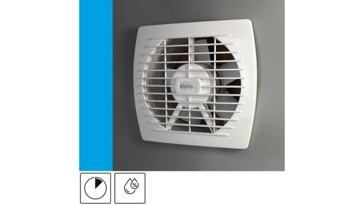 Wentylator domowy Eol 150HT czujnik wilgotności z opóźnieniem czasowym, fi 150 mm, kolor biały
