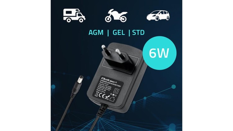 Automatyczna ładowarka do akumulatora AGM GEL STD 6V 1A Prostownik z sygnalizatorem LED