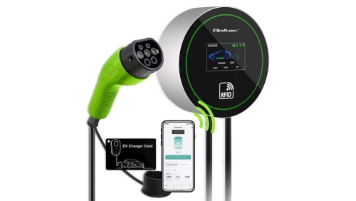 Qoltec Stacja ładowania EV 2w1 Typ2 22kW Wi-fi LCD 3 fazy Wallbox Smart life app RFID 5m