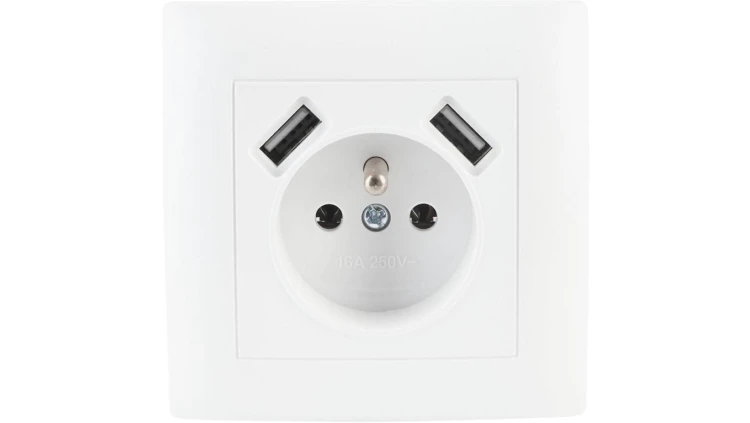 Gniazdo pojedyncze z uziemieniem z USB VCX LC 13A Biały