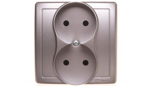 Simon Basic Gniazdo podwójne b/u kompletne 16A 250V srebrny mat BMG2/