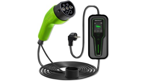 Qoltec Mobilna ładowarka do samochodu elektrycznego EV z regulacją 2w1 Typ2 3.5kW 230V LCD Przenośna Wallbox 5m