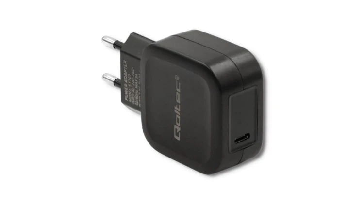 Qoltec Ładowarka sieciowa 20W 5-12V 1.67-3A USB typ C PD Czarna