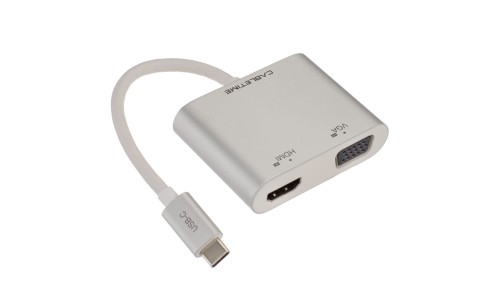 Adapter USB C (m)- HDMI(ż) +VGA(ż) 15cm 4K AUDA