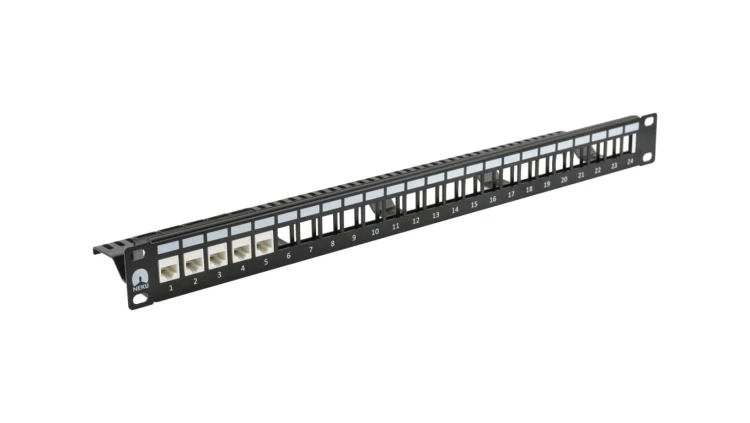 Patch panel pusty RACK 19cali 1U na 24 moduły keystone UTP z półką czarny NEKU