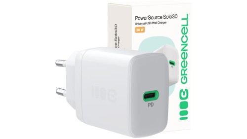 ŁADOWARKA SIECIOWA Greencell PowerSource Solo30 30W 1xUSB-C PD 3.0 QC 4.0+ biała