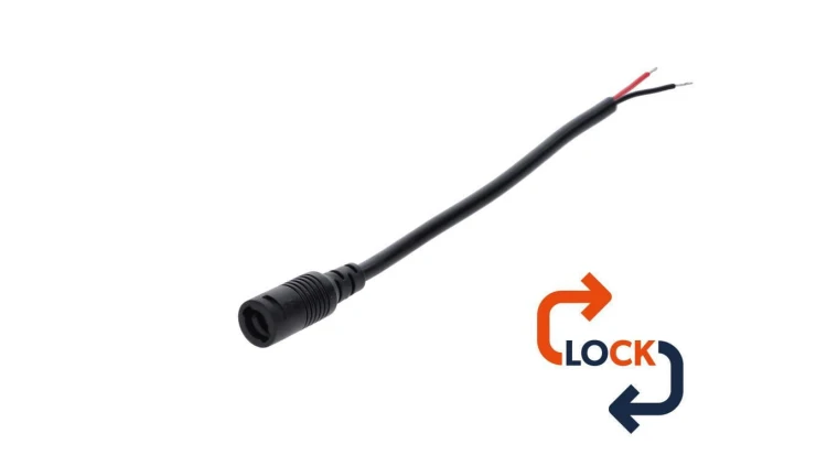 Gniazdo DC 5.5x2.1 przewód czarny 15cm 22awg z blokadą