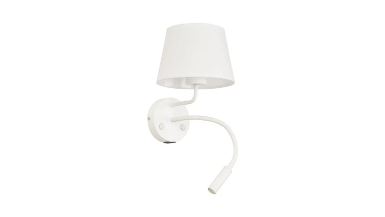 Kinkiet klasyczny MAJA WHITE z włącznikami i regulowanym ramieniem, ładowanie USB 10204 TK Lighting