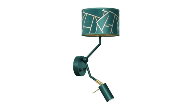 Kinkiet ZIGGY GREEN Gold/Bottle green 1xE27+1x mini GU10 MLP7573 Milagro