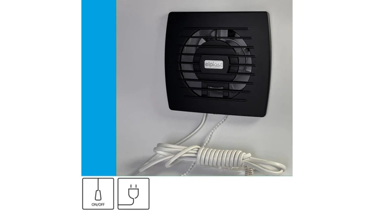 Wentylator domowy Eol 100 Onyx przewód z wtyczką, fi 100 mm, kolor czarny