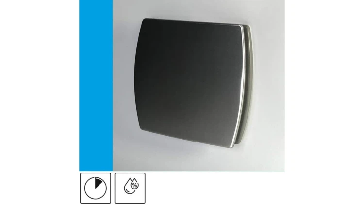 Wentylator domowy Eol F12HTINOX czujnik wilgotności z opóźnieniem czasowym, fi 120 mm, front stalowy