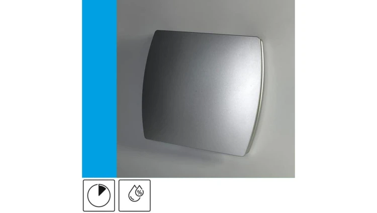 Wentylator domowy Eol F12HTSF czujnik wilgotności z opóźnieniem czasowym, fi 120 mm, kolor srebrny
