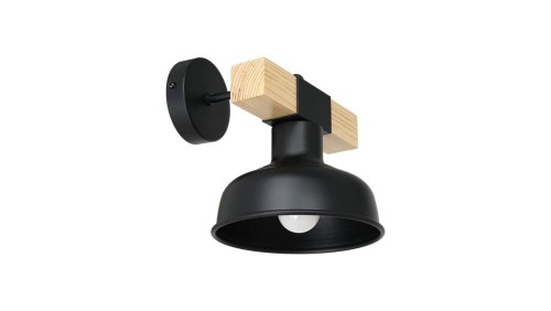 Kinkiet FARO CZARNY / NATURALNE DREWNO 1xE27 60W MLP7455 Milagro