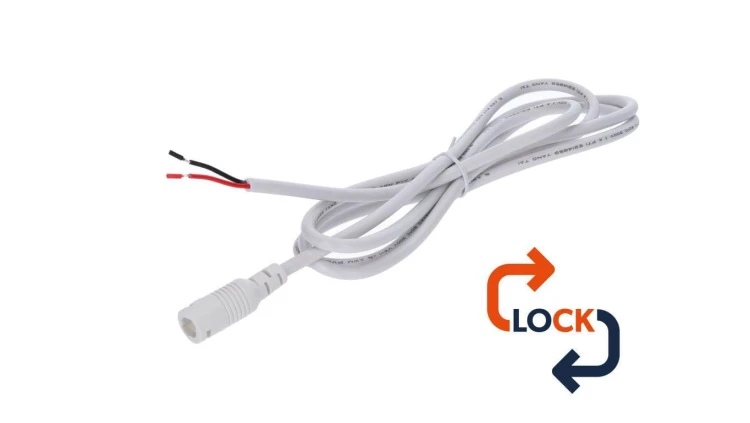 Gniazdo DC 5.5x2.1 przewód biały 15cm 22awg z blokadą