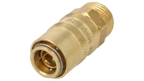 S09HZ-GZ12 Szybkozłącze prosta,z zaworem max.15bar mosiądz D1: 23mm