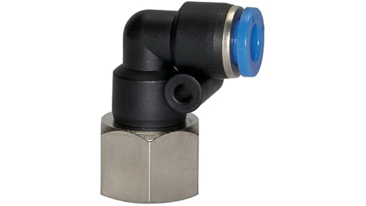 Złączka pneumatyczna wtykowa kątowa G 1/8 GW do węża fi 6 mm, tworzywo sztuczme