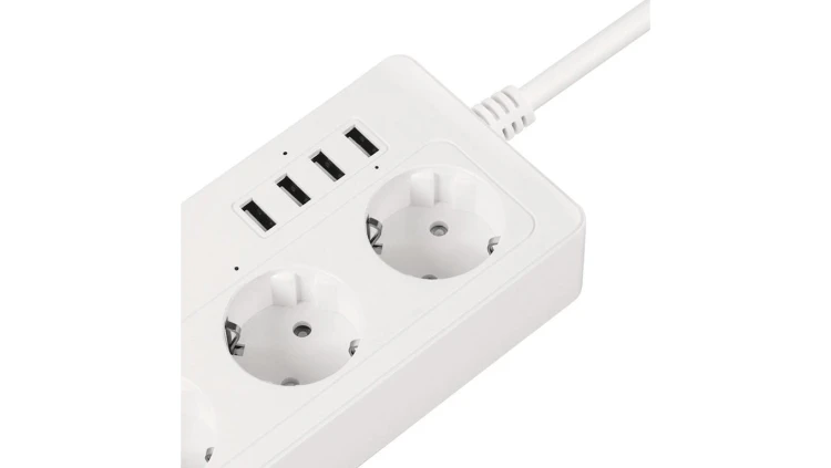 Listwa sieciowa KrugeriMatz 4 gniazda typu niemieckiego i 4xUSB 2100 mA Connect P6 Tuya