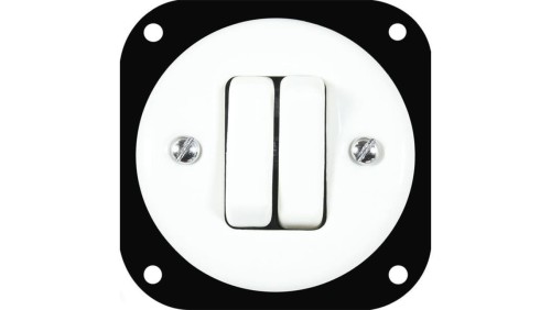 Łącznik podwójny schodowy Retro ceramic bez ramki, 10A-250V~, biały
