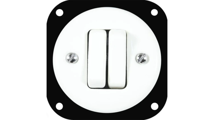 Łącznik podwójny schodowy Retro ceramic bez ramki, 10A-250V~, biały