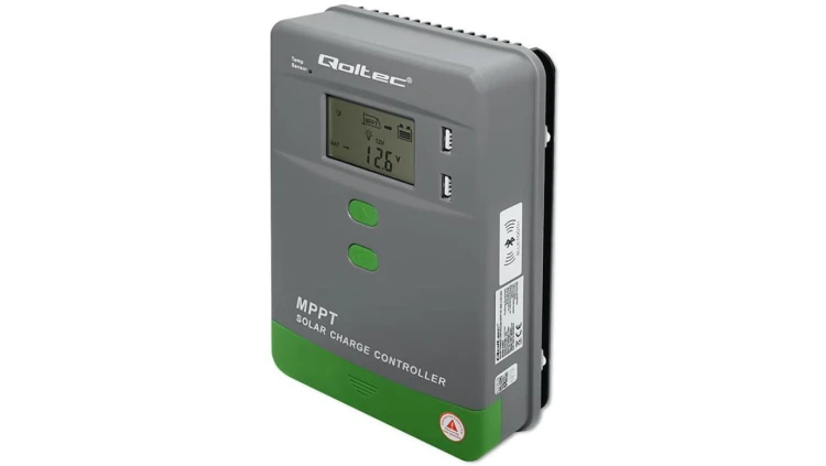 Qoltec Solarny regulator ładowania MPPT z czujnikiem temperatury 30A 12V / 24V LCD 2 x USB Bluetooth APP GEL LiFePO4