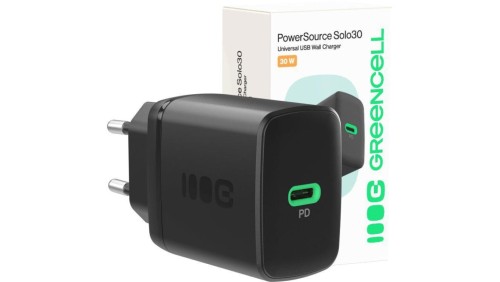 ŁADOWARKA SIECIOWA Greencell PowerSource Solo30 30W 1xUSB-C PD 3.0 QC 4.0+ czarna