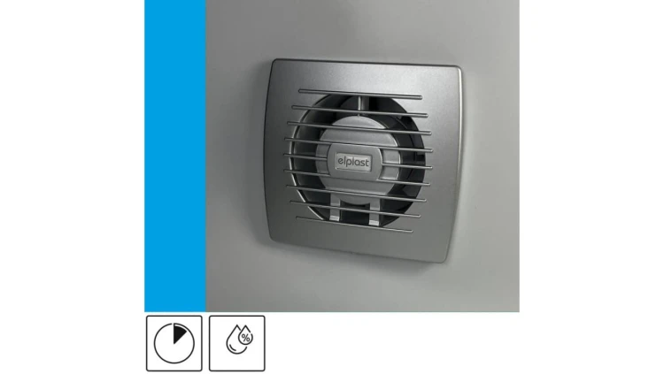 Wentylator domowy Eol 100HTSF czujnik wilgotności z opóźnieniem czasowym, fi 100 mm, kolor srebrny