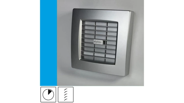 Wentylator domowy Atol 100ATSF automatyczna żaluzja, wyłącznik czasowy, fi 100 mm, kolor srebrny