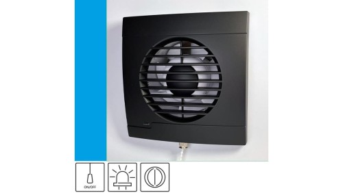 Wentylator domowy Aero RS100P+ Onyx klapka zwrotna, przełącznik pociągany, kontrolka LED, fi 100 mm, kolor czarny