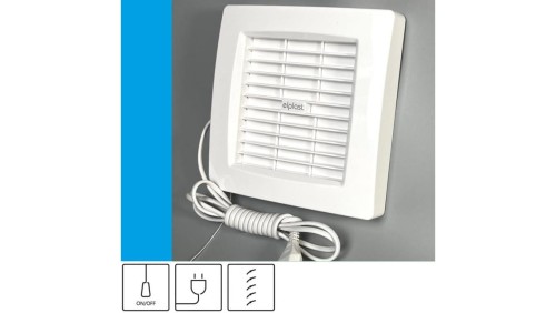 Wentylator domowy Atol 120A przewód z wtyczką, automatyczna żaluzja, fi 120 mm, kolor biały