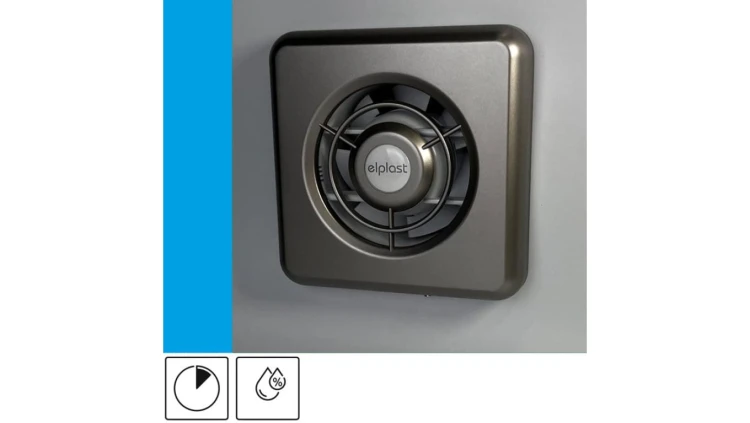 Wentylator domowy Classic 100HTSF czujnik wilgotności z opóźnieniem czasowym, fi 100 mm, kolor srebrny