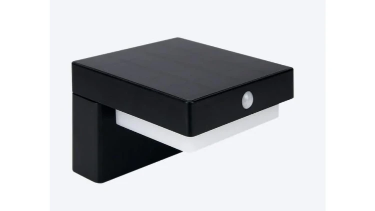Oprawa Solarna Elewacyjna Suntis 3000K 220lm 2Ah USB-C Kwadrat IP54 Czarna 5 lat gwar.