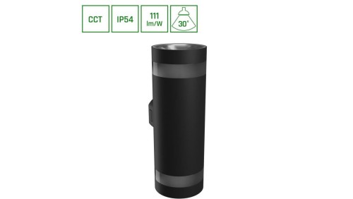 TORRE RING 18W CCT 230V IP54 99x78x244MM CZARNY OKRĄGŁA ELEWACYJNA DWUKIERUNKOWE
