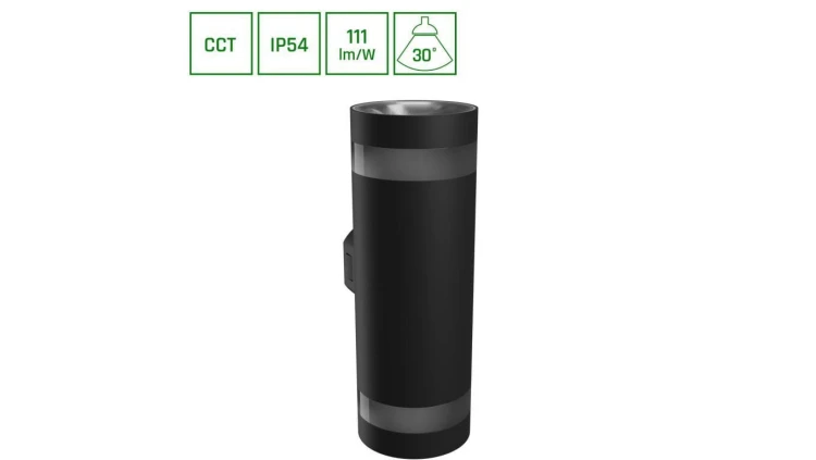 TORRE RING 18W CCT 230V IP54 99x78x244MM CZARNY OKRĄGŁA ELEWACYJNA DWUKIERUNKOWE