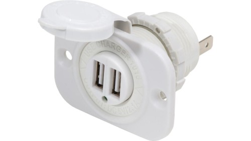 Gniazdo ładowania Blue Sea 12/24V z podwójnym portem USB 2,1 A