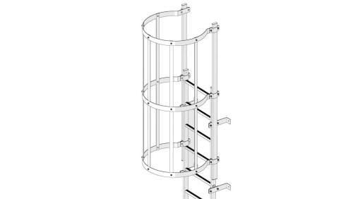 Drabina Ewakuacyjna Aluminiowa, Pionowa, Zestaw 9,905m uchwyt 16cm CRYNOLINE