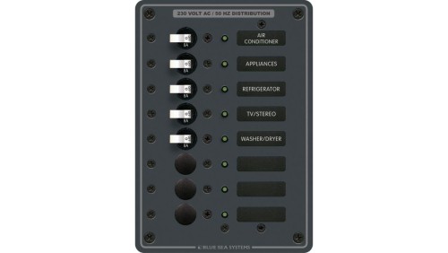 Panel AC Blue Sea 230V, 8-pozycyjny (Europejski)